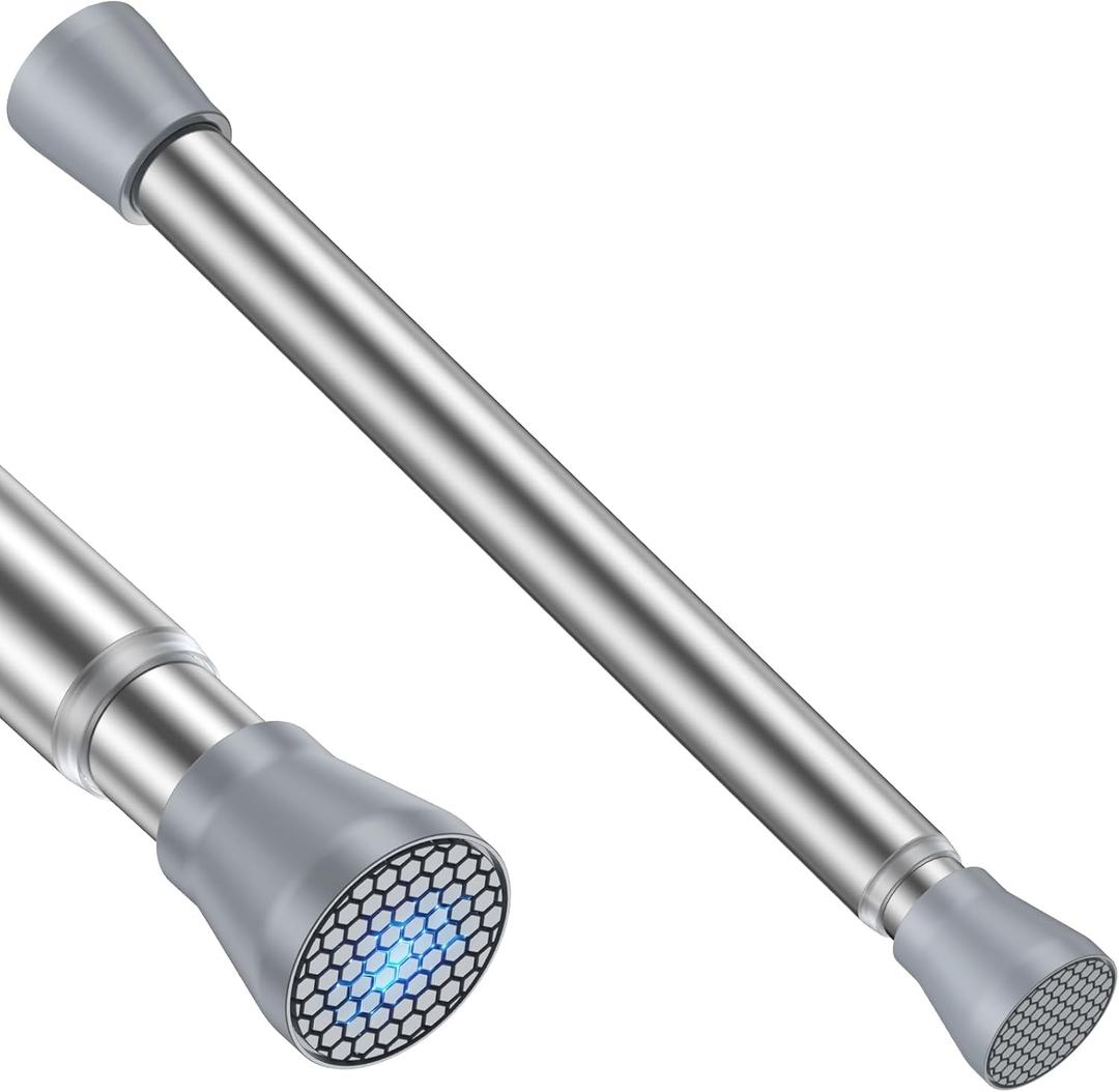 Tension Rod 16 to 26 Inch Sliver Tension Curtain Rod for Window Cupboard Closet Bookshelf Diy Projects Wardrobe，Tension Rod 1pack Extendable Curtain Rods No Drill Spring Tension Curtain Rod