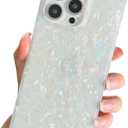 Elegent Pearl Pattern Compatible with iPhone Rectangle Edge Case, Slim Soft TPU Silicone Protective Bumper Cases Cover(Colorful Pearl,15 Pro)