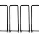Heavy Duty Square Bend U-Bolt Kit, 4 Pack, 3-1/2" x 16", U Bolts with Frame Plates, Nuts & Washers for Automobile Trailer