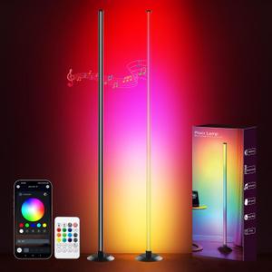 Led Corner Floor Lamp USB Powered IC+RGBW Color Changing, App & Remote Control Led Lamp Music Sync, Timer, 64+ Music Modes Standing Lamps for Living Room Lamp Bedroom Gaming Room, 2 Pack