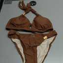 Aidonger Bikini Sets for Women Halter Two Piece Bathing Suit V Neck Tie Back Swimsuit (Brown, S)