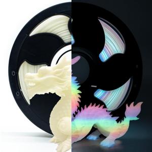 Glow in The Dark Gradient Rainbow 1.75mm PLA Filament, Luminous Rainbow Vibrant Bright 3D Printer Filament, 1kg (2.2lbs) Spool 3D Printing PLA Filament Rod