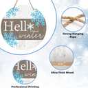 Deroro Hello Winter Sign for Front Door Decor, Winter Welcome Farmhouse Wood Door Hanger for Outdoor Outside Porch, Rustic Christmas Snowflakes Wooden Wreath Wall Hanging Decoration (White)