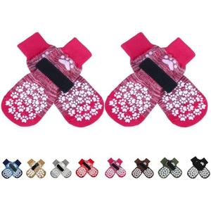 EXPAWLORER Anti Slip Dog Socks to Prevent Licking Paws, Dog Shoes for Hot Pavement, Dog Booties for Small Medium Large Senior Dogs, Traction Control Boots & Paw Protectors for Hardwood Floors Rose.Size: S