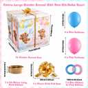 28 Inches Extra Large Gender Reveal Gift Box Kit with Oversized Printing Box Giant Pull Bows Balloon Ribbon for Gender Reveal Baby Shower Birthday Party Decor Supplies Not for Heavy-Duty(Boho Bear), 12 inches