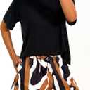 PRETTYGARDEN Women's Summer 2 Piece Outfits Lounge Sets Short Sleeve Tee Shirts Tops Blouses Pockets Printed Shorts Tracksuit (X-Large, Floral Black Multicolored)