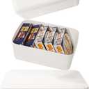 Plastic Storage Baskets Bins Boxes With Lids, Organizing Container White Storage Organizer Bins For Shelves Drawers Desktop Playroom Classroom Office, 3-Pack (M+2S)