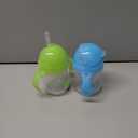 Munchkin Any Angle Sippy Cups for Toddlers, Spill Proof Weighted Straw Cup with Transition Handles for Babies 6 Months and Up, 2 Pack, Blue/Green