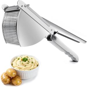 LHS Heavy Duty Potato Ricer and Masher, Stainless Steel Potato Masher, Business Fruit Masher and Food Press for Commercial and Home Use, 2 Sides Holes