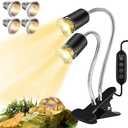 Turtle Heat Lamp for Reptile,UVA Light for Turtle,Bearded Dragon Basking Light Bulbs,Dimmable 360°Gooseneck Heating Lamp,with E26 Bulb (25W*2，50W*2)