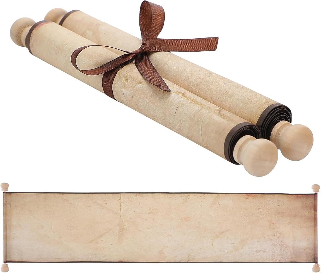 Epakh 1 Roll Blank Paper Scrolls 9 x 72 Inches Scroll Paper Wrapped on Wood Rod for Writing, Drawing, Calligraphy, Wedding Vows, Invitation, Renaissance Festivals