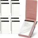 WEMATE 10 Pieces Small Notepad Holder Set Pocket Notebook - Included Mini Pocket Notepad Holder Set with 8 Memo Book Refills and Metal Pen for Meetings, Daily Records, and Notes 3 x 5 Inch (Rose Gold)