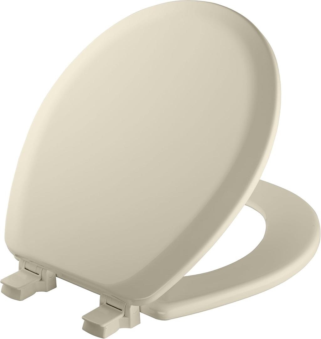 Mayfair Cameron Biscuit Toilet Seat, Non Slip Heavy Duty Wood, Easy Clean, Made in USA, Round