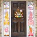 2 x Happy Easter Wooden Hanging Sign with Bow, Rustic Easter Wooden Door Hanger for Home Farmhouse Window Indoor Outdoor Decor
