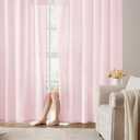 HOMEIDEAS Non-See-Through Light Pink Privacy Semi Sheer Curtains 84 Inches Long 2 Panels Set Light Filtering Curtains for Living Room Bedroom Nursery Drapes,W52xL84