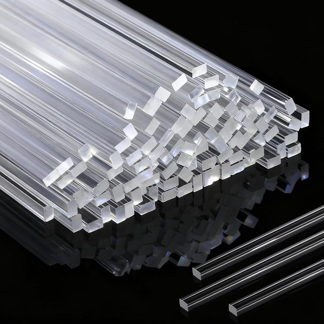 Beeveer 100 Pcs 12" Flat Clear Sticks for Cake Toppers Acrylic Candy Cake Pops Sticks Lollipop Reusable Candy Rods for DIY Cupcake Chocolate Cookie Dessert Decorations
