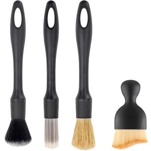 Car Detailing Brush Set, 4Pcs Car Cleaning Kit for Interior & Exterior Cleaning, Professional Car Detailing Kits for Air Vents, Dashboard, Leather Upholstery Seat, Duster Interior
