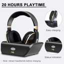 Optical Wireless Headphones for TV Watching, Over-Ear Headphones for Seniors with Charging Dock and Volume Control, Plug and Play, Black
