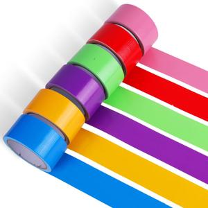 6-Pack Rainbow Colored Duct Tape, 15 Yards x 2 Inch Heavy Duty Colors Tape, No Residue, Tear by Hand & Waterproof, Great for DIY,Arts & Crafts,Color Code Boxes