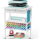 Homsorout Movable Heat Press Table - Heat Transfer Machine Stand Compatible for Cricut, Vinyl Roll Holder, Rolling Metal Wood Sublimation Printer Organizer for T Shirt Maker Craft, 23.6''19.6''