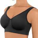 FeelinGirl Bras for Women No Underwire Seamless Smooth Bralette Full Coverage Comfy Everyday Bras with Wide Straps (X-Large, Black)