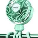 Gaiatop Mini Portable Stroller Fan, Battery Operated Small Clip on, Detachable 3 Speed Rechargeable, 360 Rotate Flexible Tripod Better Cooling for Car Seat Crib Treadmill Travel Green