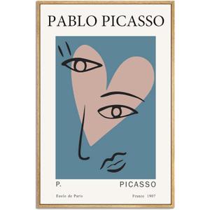 Pablo Picasso Framed Abstract Wall Art Prints Pablo Picasso Prints Modern Room Decor Abstract Art Minimalist Wall Decor Line Art 12"x16" Natural Framed