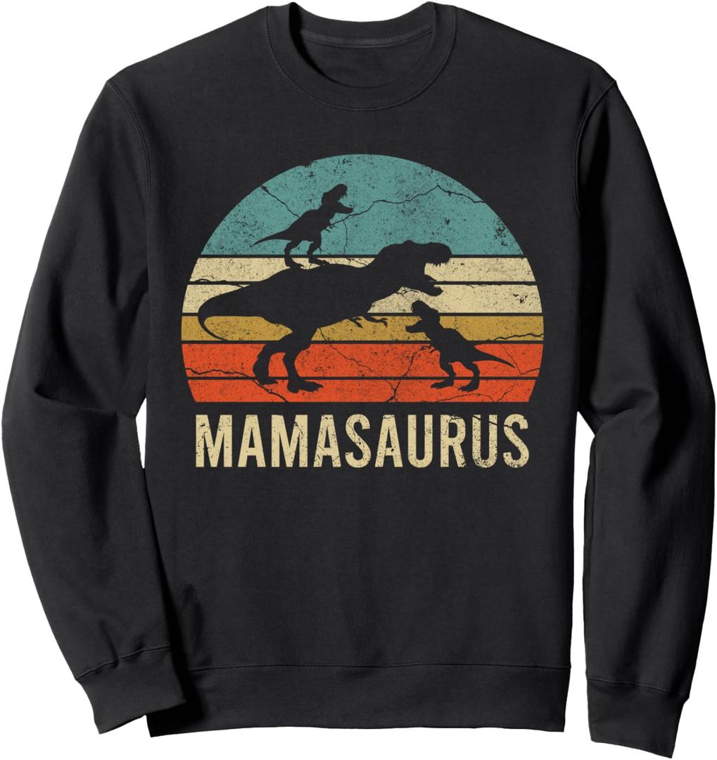 Mommy Mom Mama Dinosaur Funny 2 Two kid Mamasaurus 2020 Gift Sweatshirt, XL