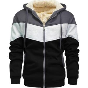 Men's Winter Fleece Thermal Jackets for Men Sherpa Lined Hoodies Warm Thick Jacket Outerwear (XL)