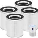 B-D02L Replacement Filter for MOOKA & KOIOS B-D02L Air Purifi-er, for VEWIOR B-D02U Air Purifi-er,3-in-1 H13 True HEPA with Activated Carbon Filter,4 Pack,White