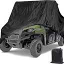 Indeed BUY Waterproof UTV Cover,Heavy Duty Oxford Cloth for Polaris RZR Yamaha Can-Am Defender Kawasaki Ranger Cover 2-4 Passenger Black Protects 4 Wheeler Integrated Trailer System, 115" x 60" x 75"