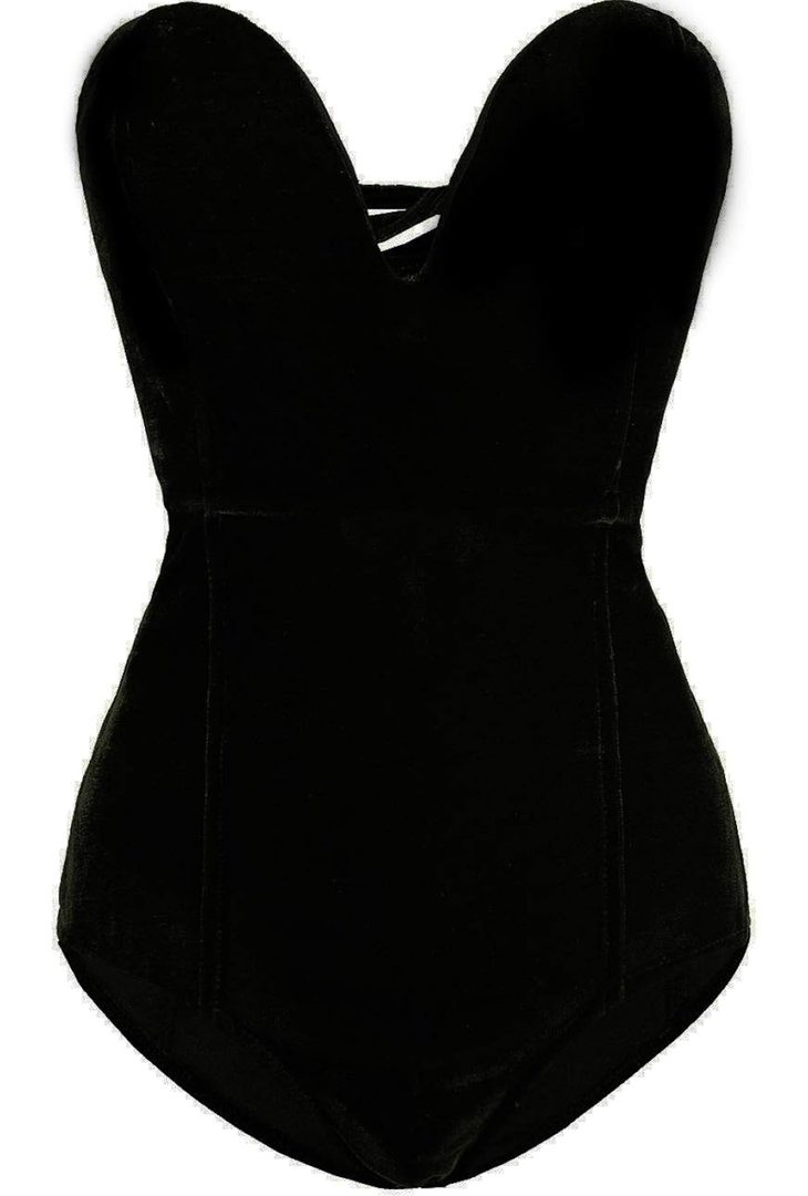 Halloween Bodysuit Tube Top Velvet Leotard Corset Back S