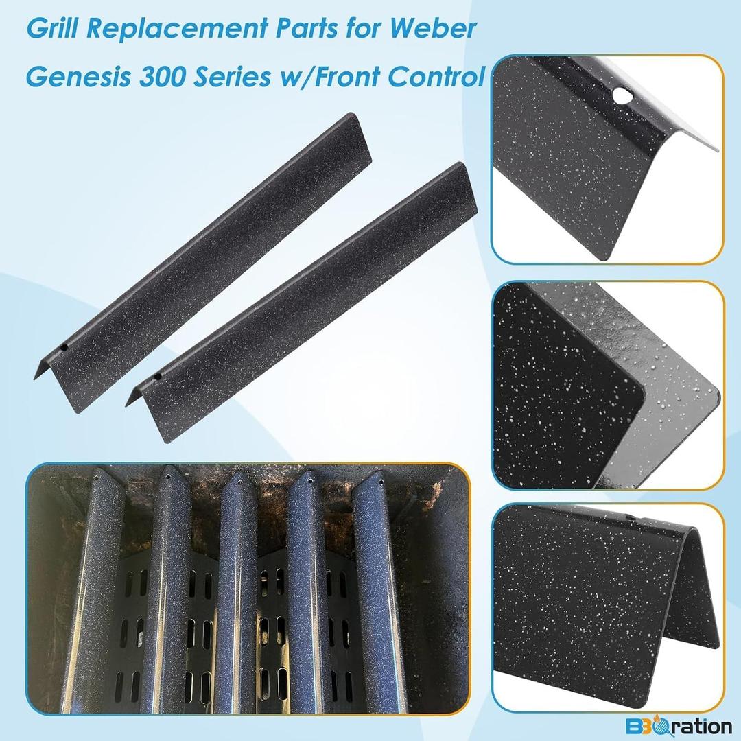 Grill Parts for Weber Genesis 300 Series w/Front Control, 7621 Flavorizer Bars and Heat Deflector 62752 Burner Kit for Weber Genesis 300 E/S/EP 310 320 330 for Weber Genesis 300 Accessories