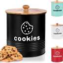 Cookie Jars with Lids Airtight, Large Cookie Tins, 1.5 Gallons Cookie Jar for Kitchen Counter Decorative, Farmhouse, Christmas, Mother's Day Gift Cookie Storage Containers (Black)