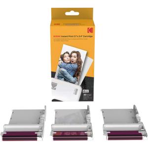 30 Pack of Kodak 4PASS 2.1"x3.4" Cartridge, All-in-One Paper and Color Ribbon Cartridge Refill - Compatible with Kodak Mini 2, Mini 2 Plus, Mini 2 Retro, Mini Shot, Mini Shot 2 Retro - ICRG-230 (white)