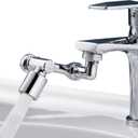 1080Swivel Faucet Extender, Sink Water Faucet Aerator Extension in Brass, Swivel Robotic Arm Bathroom Faucet Extender, Kitchen Rotating Extension Filter with 2 Mode Splash (Silver Standard)