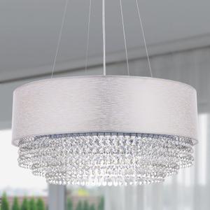 Wellmet Modern Silver Drum Crystal Chandelier, 4 Light Crystal Shade Chandelier Lighting Fixture for Living Room, Bedroom, Dining Room, Foyer, Entryway, Store, 21.65''W