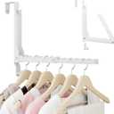 BAKON Over The Door Hangers, Over Door Hooks for Hanging, Small Space Dual Folding Portable Over Door Clothes Hanger for Clothes, Hats, Bags and Towels (White)