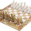 Radicaln Marble Chess Set 15 Inches Green Onyx & White Handmade Travel Chess Sets for Adults - 1 Chess Board & 32 Chess Pieces - Chess Board Games