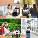 BERTASCHE Lunch Backpack for Women, 15.6 Inch Laptop Backpack with Insulated Cooler Lunch box, Work Backpack for Teacher Nurse Travel College Picnic, Black-Beige