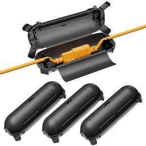 Iwillink 4 Pack Outdoor Extension Cord Cover Waterproof Weatherproof Electrical Connection Box for Outdoor Outlet, Plug, Socket, Christmas Holiday Decoration, Power Tool, Black