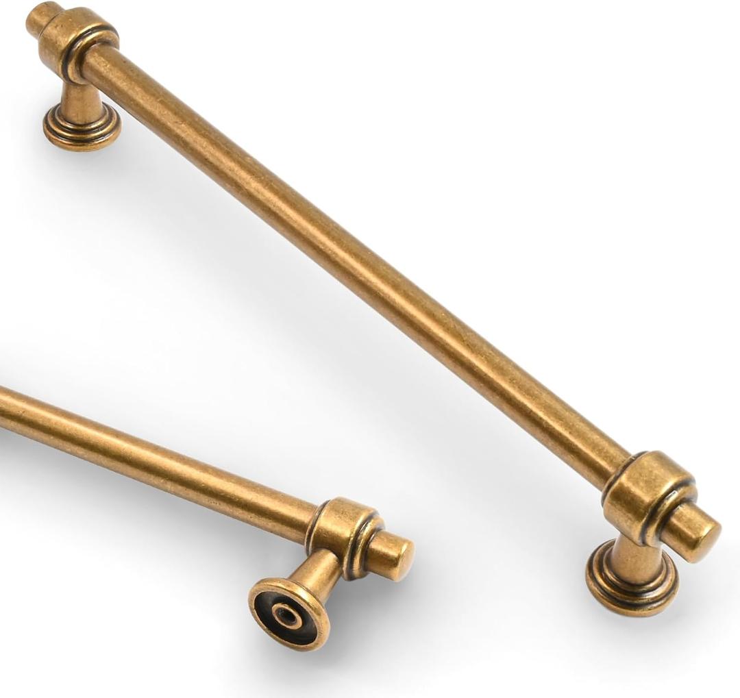 Asidrama 10 Pack 10 Inch(254mm) Antique Brass Kitchen Cabinet Handles, Cabinet Pulls Kitchen Cabinet Hardware for Cupboard Drawer Pulls (10" Hole Center)