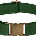 AirTag Dog Collar - Genuine Leather Dog Collar with Apple AirTag Holder and Metal Buckle - Smart GPS Tracking Pet Collars (Dark Green, M, 14"-18" Neck Fit)