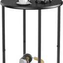 Small Round Side Table, 2 Tiers End Table, Black, 15.8 inches x 15.8 inches x 20 inches