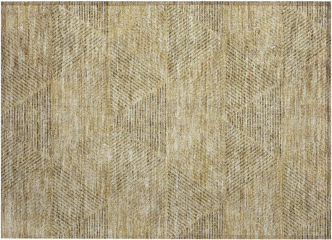 Addison Rugs Chantille ACN777 Gold 1'8" x 2'6" Indoor/Outdoor, Machine Washable, Easy Clean, Non Shedding, Bedroom, Living Room, Dining Room, Kitchen, Patio Rug