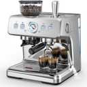COWSAR Espresso Machine 15 Bar, Semi-Automatic Espresso Maker with Bean Grinder & Milk Frother Steam Wand, 75 Oz Removable Water Reservoir, Self-Cleaning, Ideal for Cappuccino/Latte, Stainless Steel