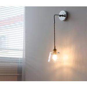 Modern Wall Sconce Light Fixtures Vintage Wall Sconce Adjustable Cord Wall Lamp with Glass Shade Hanging Wall Sconce ,Modern Wall Lamp Fixtures Decor for Bedside Bedroom Indoor Doorway (Chrome Color)