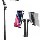 Adjustable Tablet Floor Stand Universal 360-degree Rotatable Metal Tablet Holder Phone Stand for iPad/iPhoneX/iPad Pro 4.5-12.9" Inch-Screen, Phone, Kindle(Black)