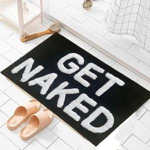 Zeeinx Get Naked Bath Mat Cute Bathroom Rugs Non Slip Microfiber Bath Rugs Funny Bathroom Decor Machine Washable Black Bath mat for Tub and Shower,16x24