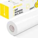 White HTV Heat Transfer Vinyl - Eizycut 12" x 25FT Easy to Cut & Weed White Iron on Vinyl Roll for T Shirts, Fabrics & DIY Projects, HTV Vinyl Compatible with All Cutting Machines